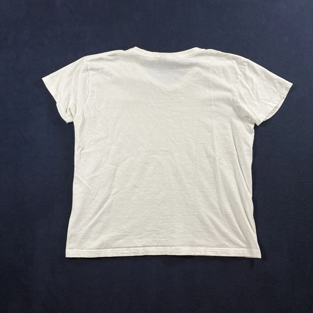 Vtg Y2K 2000s Nike Athletics Tee Womens S White V-Neck Hibiscus Cropped Surf